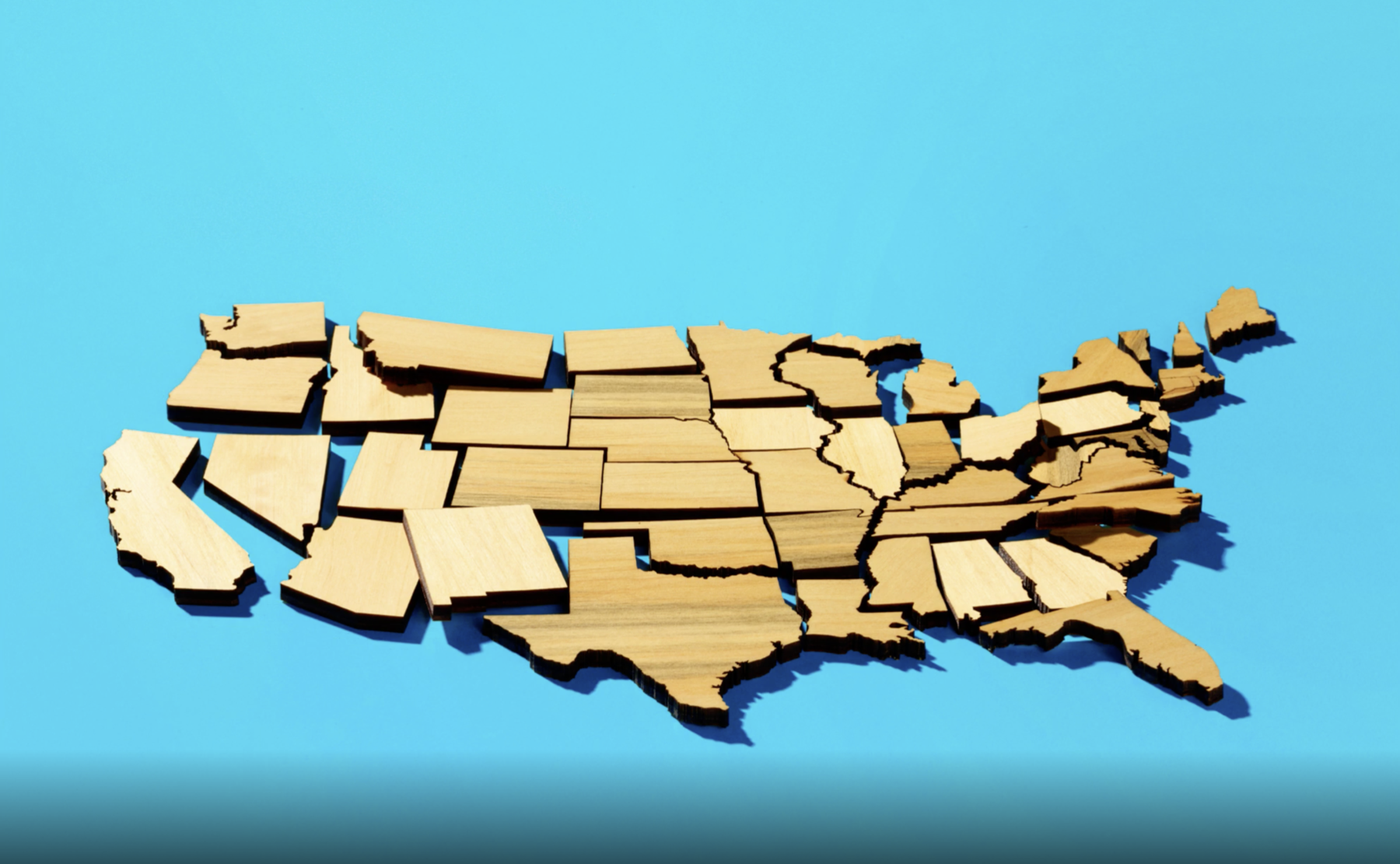 USA states in wood pieces