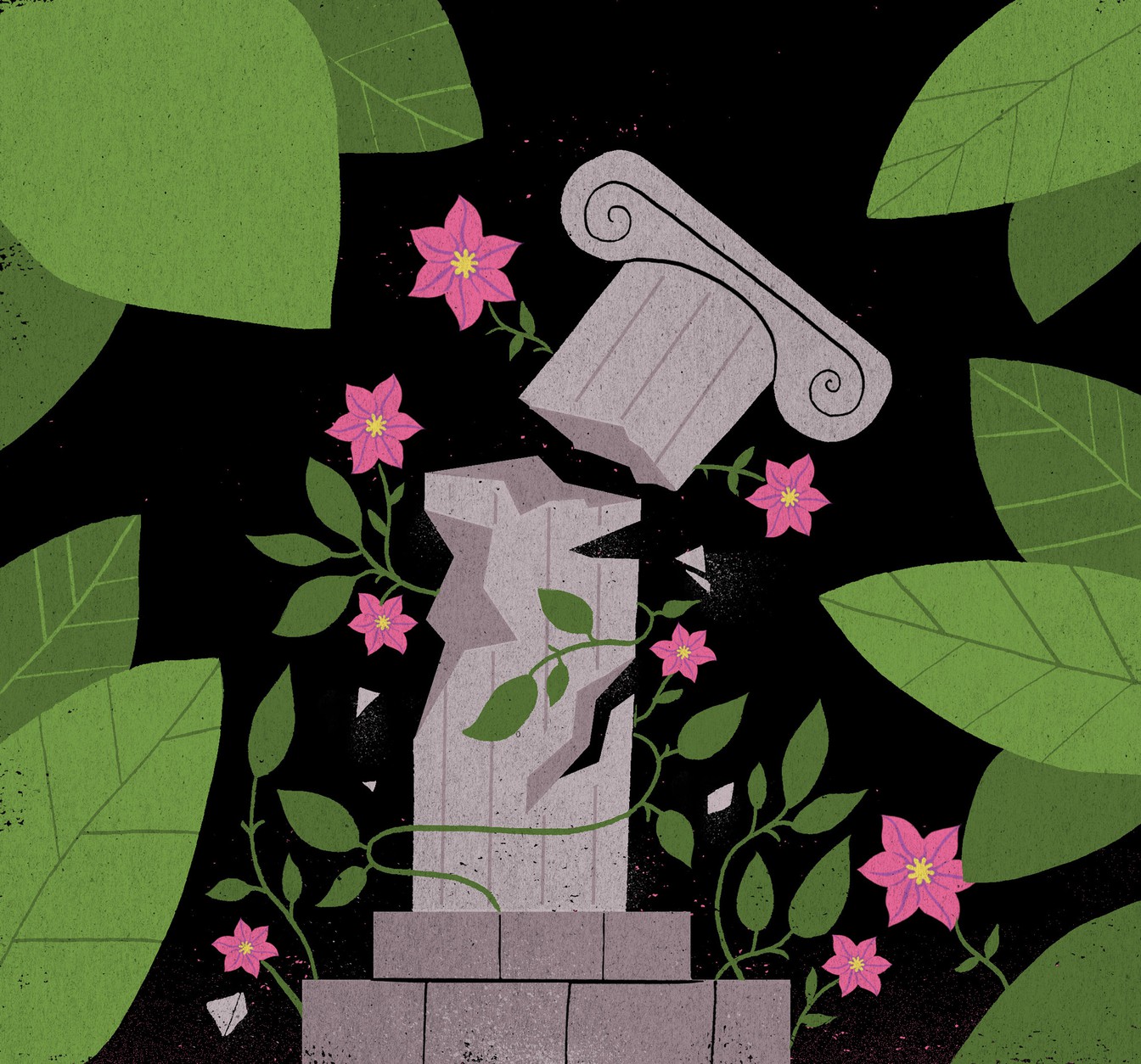 animated image of flowers and column breaking