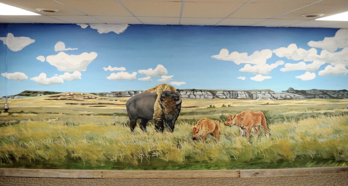 painting of grass and animals