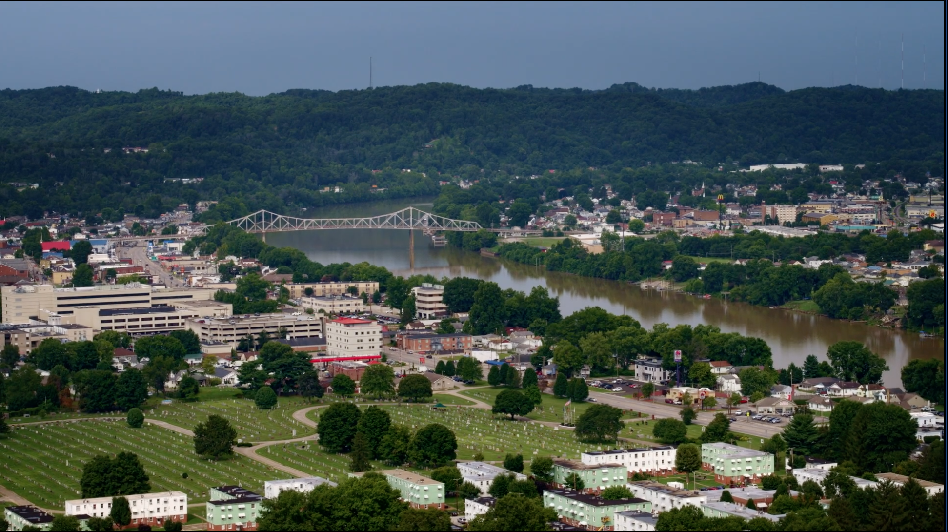 aerial look at Charleston, West Virginia