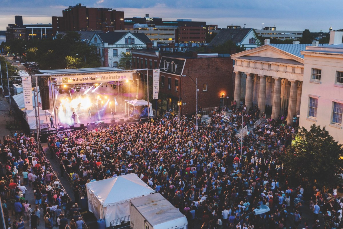 Cooler by the lake: Gannon University is helping to revitalize downtown Erie with events like this one, a concert featuring the country star Jimmie Allen in summer 2022. Credit: Courtesy of Gannon University