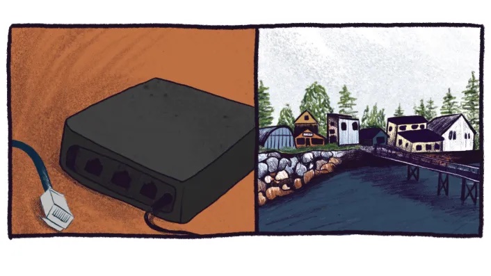 Illustrated router and rural setting